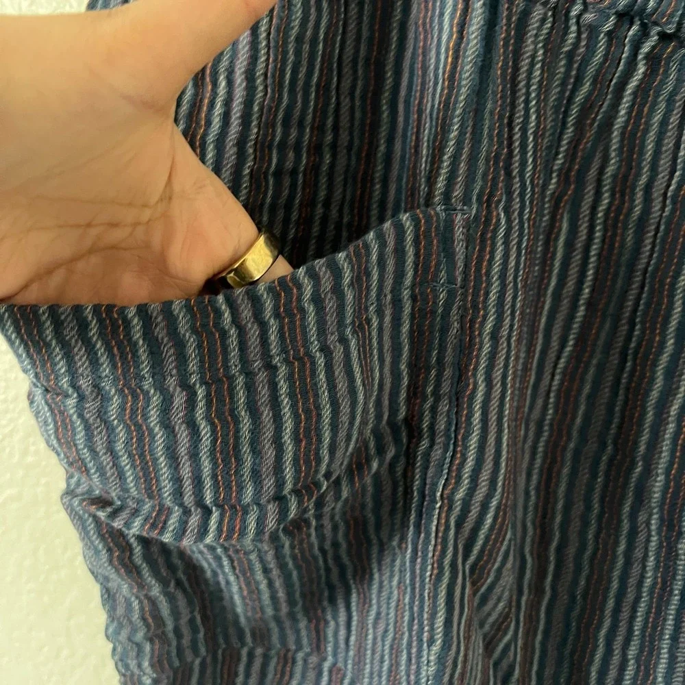 NWT Sundance Sz XXL Campari Pull‎ On Pants Striped Gauzy Cotton Blue Boho Beachy